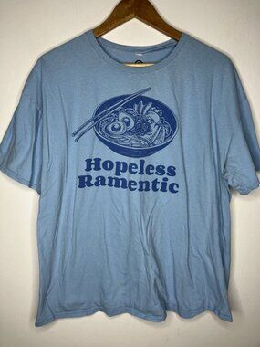 MAD Engine Men's 3XL Hopeless Ramentic Ramen Bowl Graphic T-Shirt Light Blue